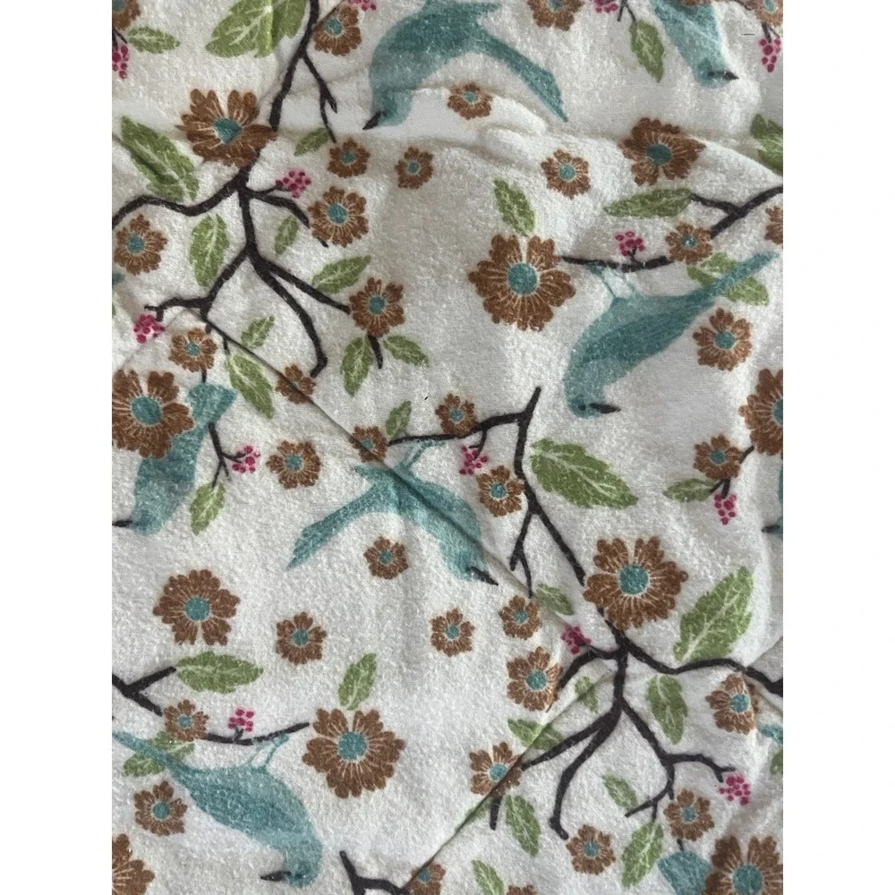Handmade Reversible Patchwork Quilt Tropical Bird Floral Brown Pink 48